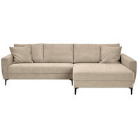 ECKSOFA in Cord Beige  283/174 cm  - Beige/Schwarz, Design, Textil/Metall (283/174cm) - Xora