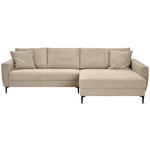 ECKSOFA in Velours Beige  - Beige/Schwarz, Design, Textil/Metall (283/174cm) - Xora