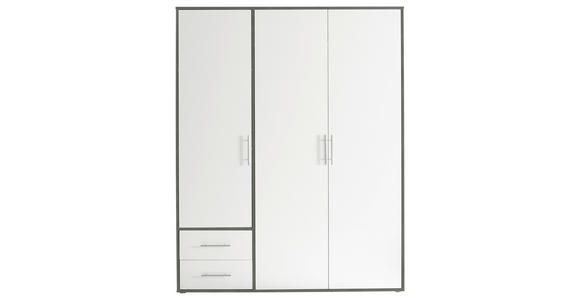 DREHTÜRENSCHRANK in Grau, Weiß - Alufarben/Weiß, KONVENTIONELL, Holzwerkstoff/Kunststoff (155/195/60cm) - Carryhome