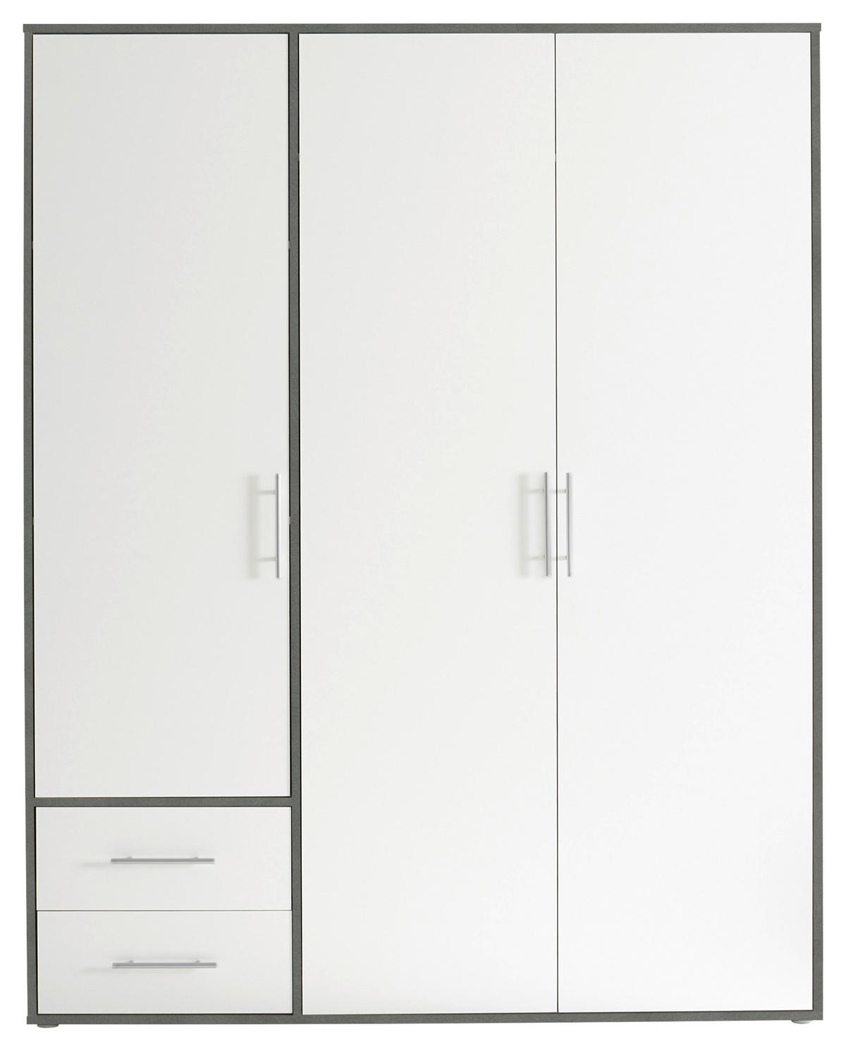 DREHTÜRENSCHRANK in Grau, Weiss  - Weiss/Alufarben, Konventionell, Holzwerkstoff/Kunststoff (155/195/60cm) - Carryhome