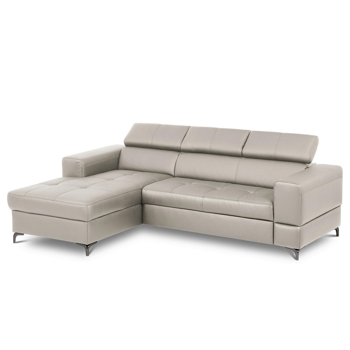 ECKSOFA  in Lederlook Echtleder Platinfarben  173/247 cm  - Platinfarben/Schwarz, Design, Leder/Textil (173/247cm) - Livetastic