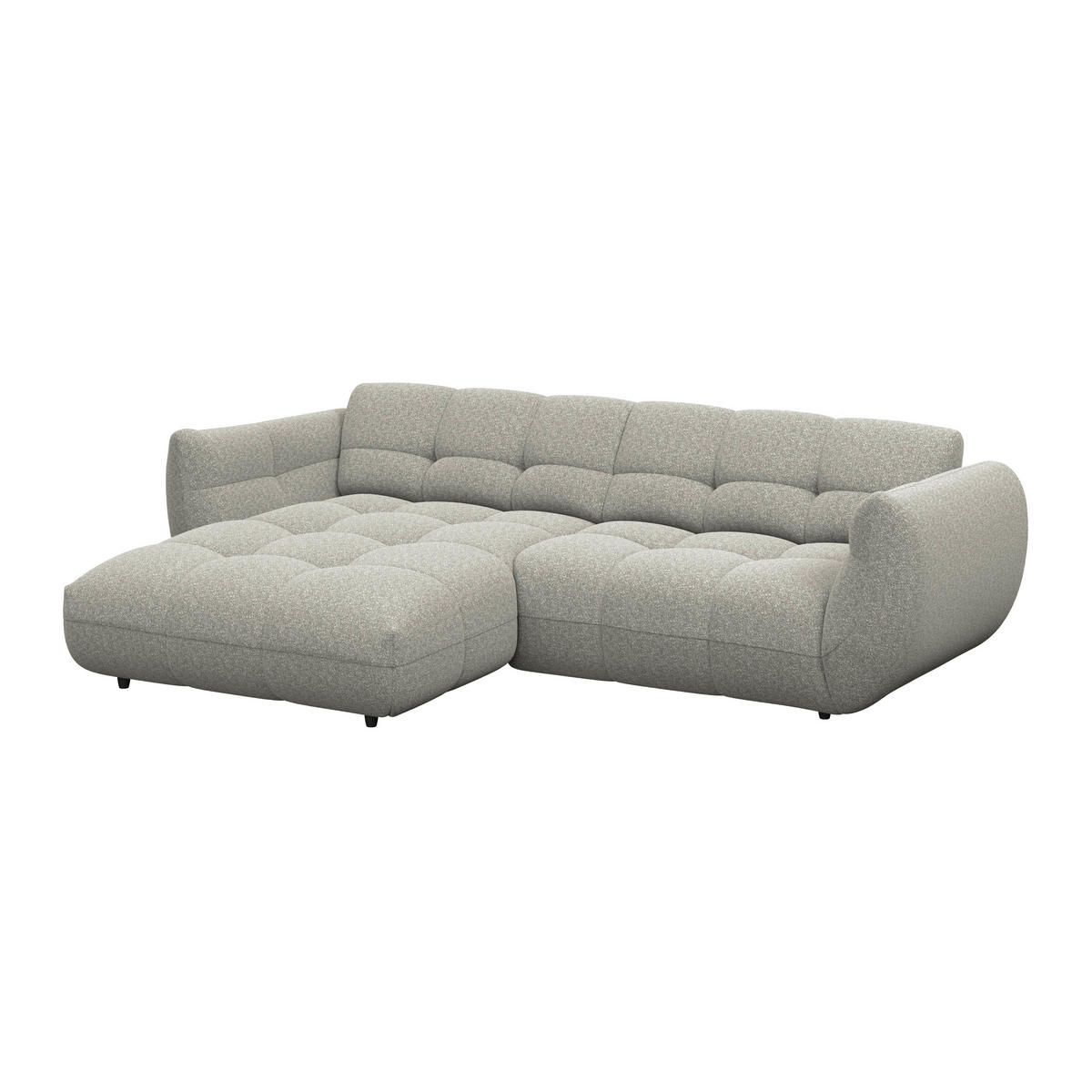 ECKSOFA Chenille Grau  - Dunkelgrün/Schwarz, Trend, Kunststoff/Textil (178/280cm) - MID.YOU