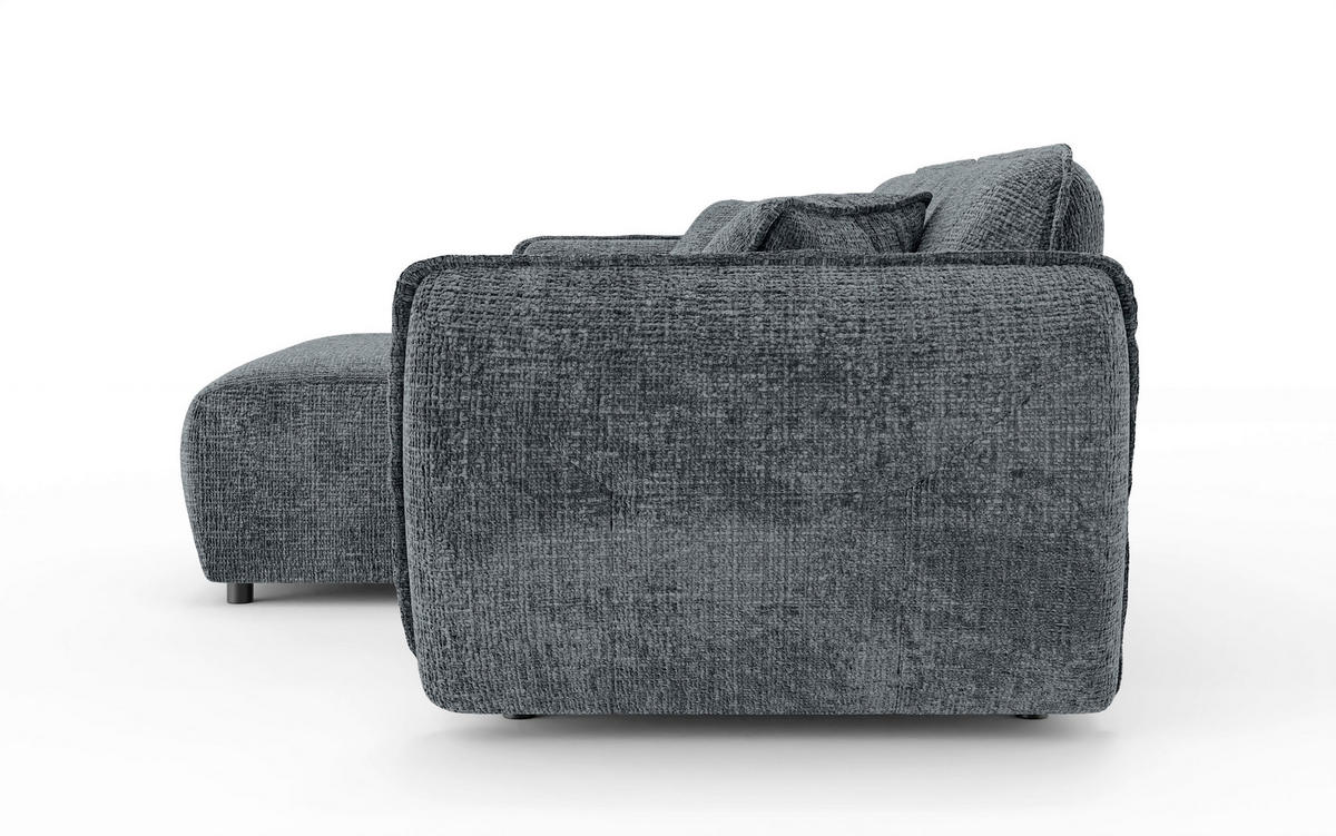 ECKSOFA Nelia Dunkelgrau Chenille  - Dunkelgrau/Schwarz, Design, Kunststoff/Textil (155/252cm) - P & B