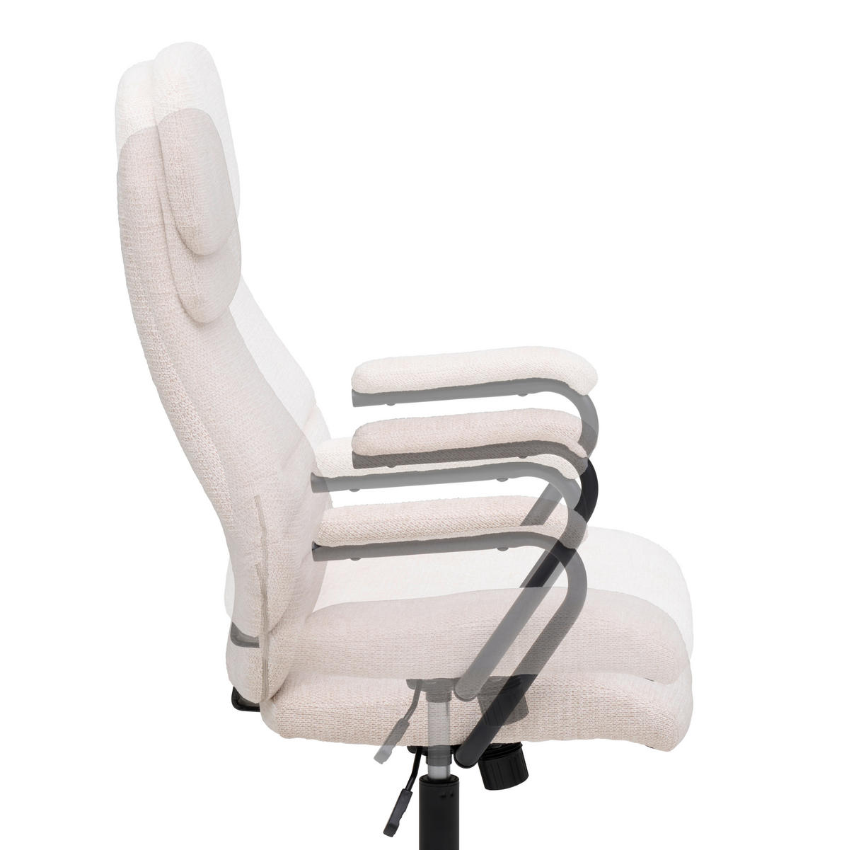 DREHSTUHL Webstoff Creme, Schwarz  - Creme/Schwarz, MODERN, Kunststoff/Textil (60/108-116/67cm) - MID.YOU