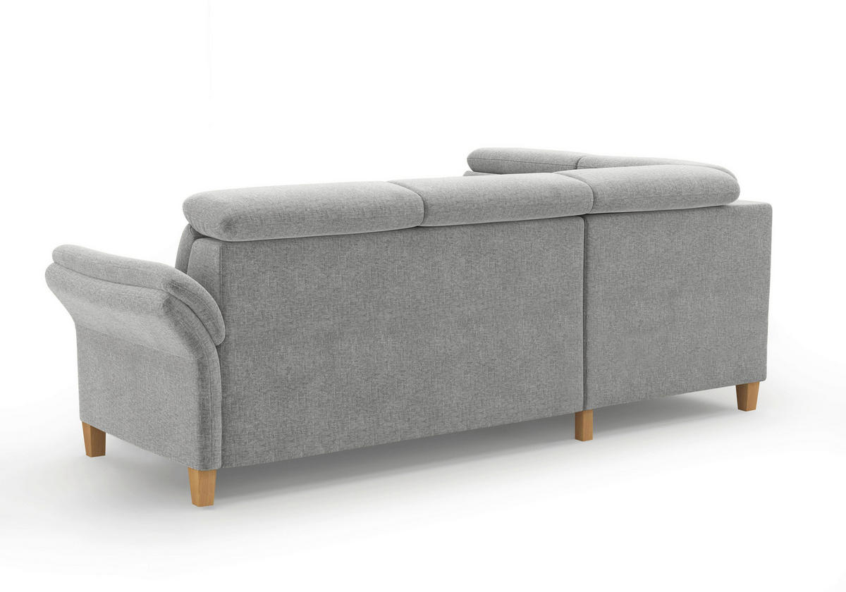 ECKSOFA GLENDALE E Hellgrau Flachgewebe  - Eichefarben/Hellgrau, KONVENTIONELL, Holz/Textil (193/247cm) - Sit & More