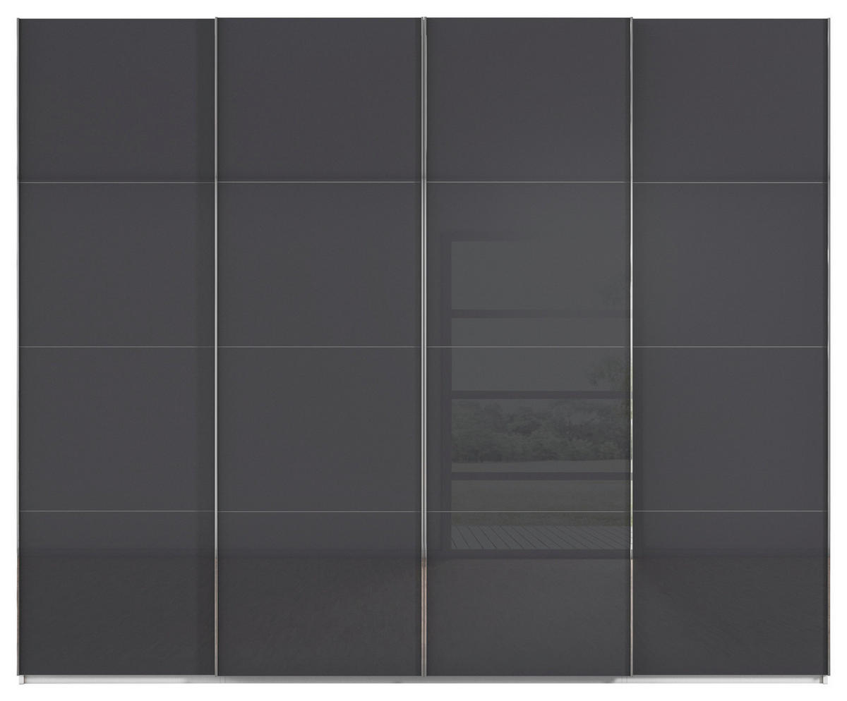 SCHWEBETÜRENSCHRANK 271/235/68 cm 4-türig Schwarz, Weiß  - Chromfarben/Schwarz, Design, Glas/Holzwerkstoff (271/235/68cm) - Novel