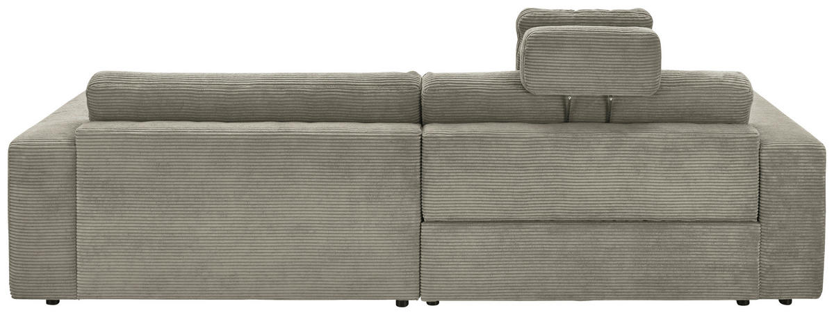 ECKSOFA in Cord Graubraun  - Graubraun/Schwarz, Design, Kunststoff/Textil (296/168cm) - Pure Home Lifestyle