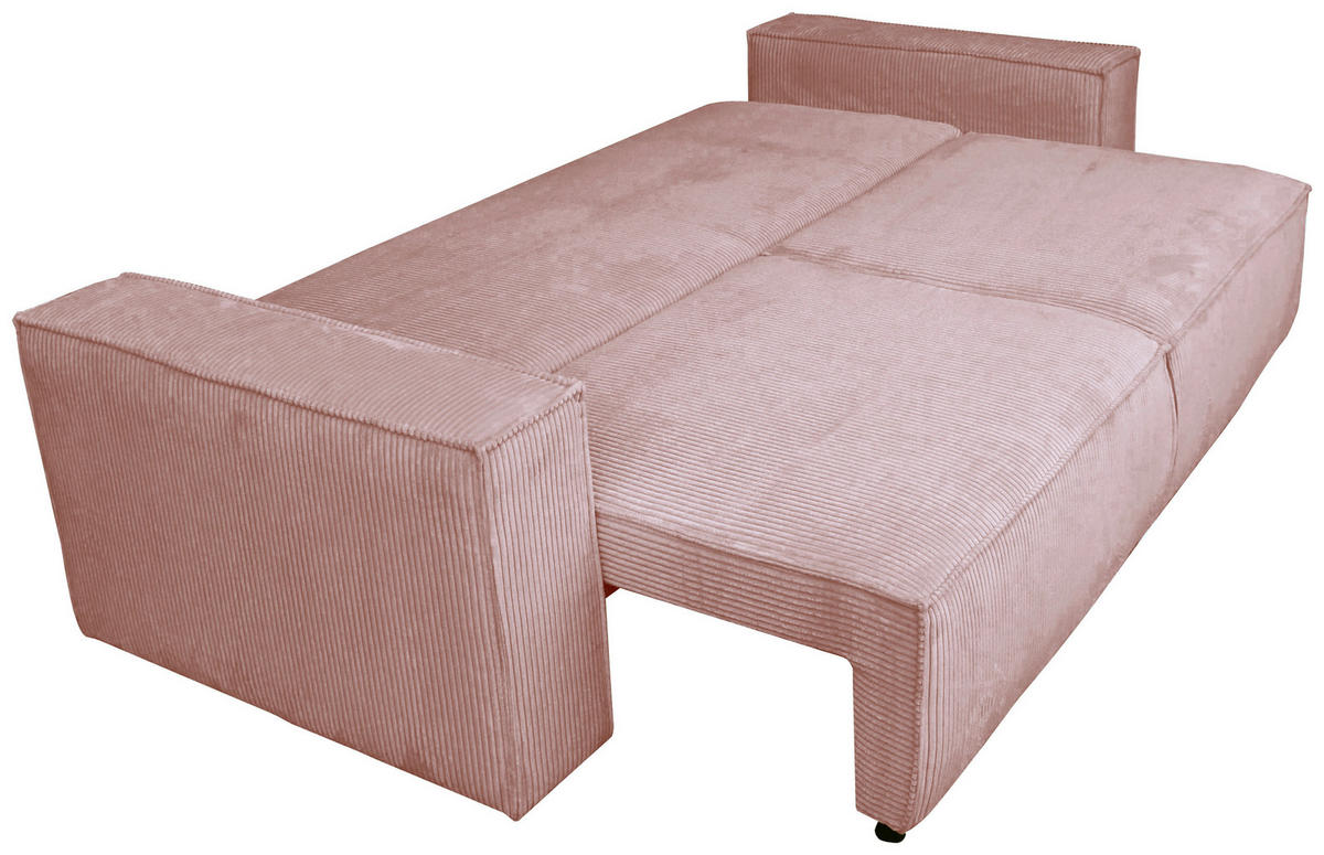 SCHLAFSOFA  mit Liegefunktion, Schlafen auf Sitzhöhe, Rücken echt Cord Rosa  - Schwarz/Rosa, KONVENTIONELL, Kunststoff/Textil (240/89/100cm) - Carryhome