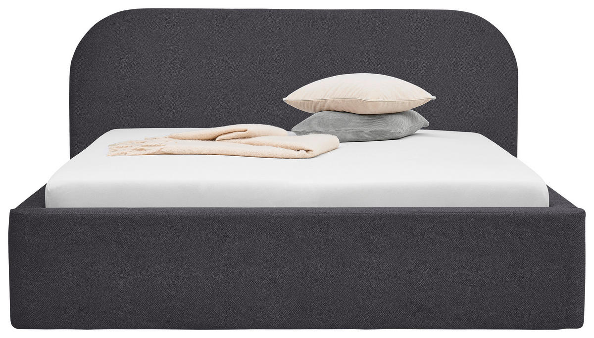POLSTERBETT Bettkasten, Lattenroste 160/200 cm  in Anthrazit  - Anthrazit/Schwarz, Design, Holz/Textil (160/200cm) - Boxxx