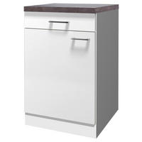 KÜCHENUNTERSCHRANK 50/85/60 cm  in Weiß  - Graubraun/Alufarben, KONVENTIONELL, Holzwerkstoff/Kunststoff (50/85/60cm) - FlexWell