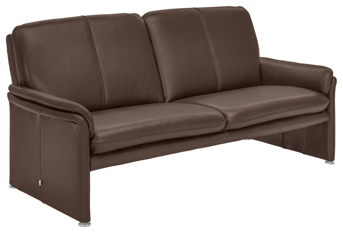 2-SITZER-SOFA Braun Echtleder  - Chromfarben/Braun, KONVENTIONELL, Leder/Metall (158/90/86cm) - Celina Home