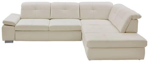 ECKSOFA in Echtleder Weiss  - Weiss, Basics, Leder/Metall (312/260cm) - Beldomo Premium