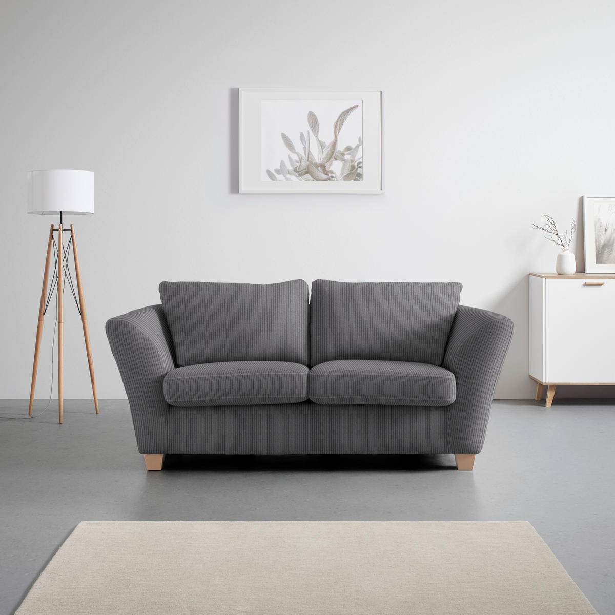 2-SITS SOFFA i textil mörkgrå  - mörkgrå/naturfärgad, trä/textil (190/70-85/95cm) - MID.YOU