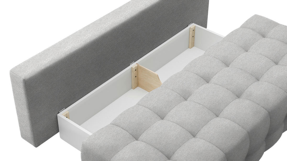 SCHLAFSOFA in Chenille, Plüsch Grau  - Schwarz/Grau, KONVENTIONELL, Kunststoff/Textil (209/96/100cm) - Stylife