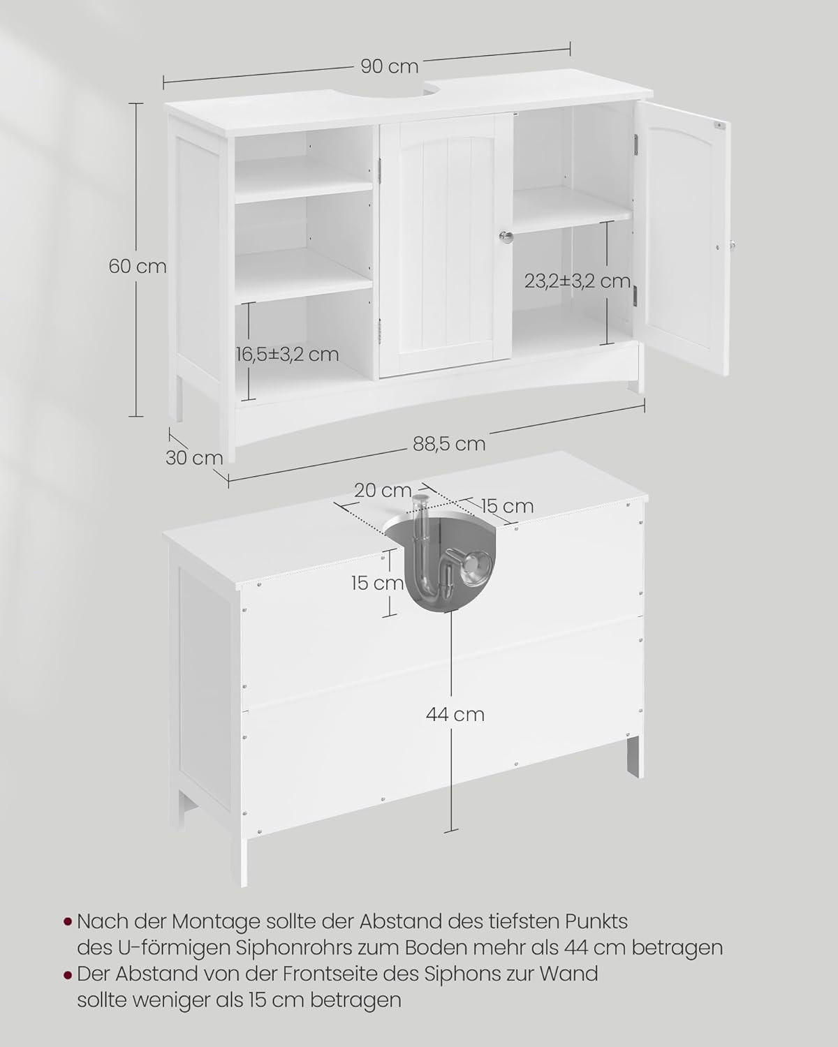 WASCHBECKENUNTERSCHRANK 90/60/30 cm  - Chromfarben/Weiß, MODERN, Holzwerkstoff/Metall (90/60/30cm) - MID.YOU