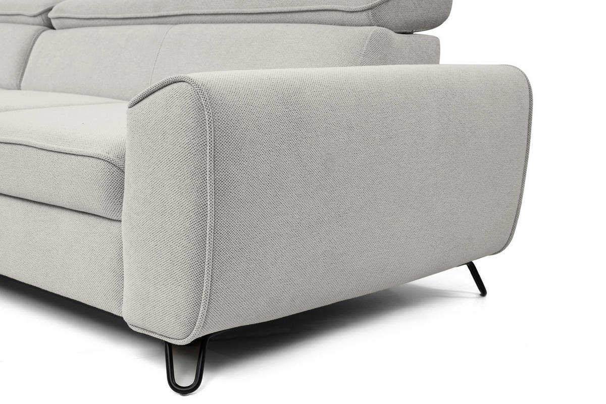 ECKSOFA in Flachgewebe Hellgrau  - Hellgrau/Schwarz, Design, Textil/Metall (200/250cm) - Stylife