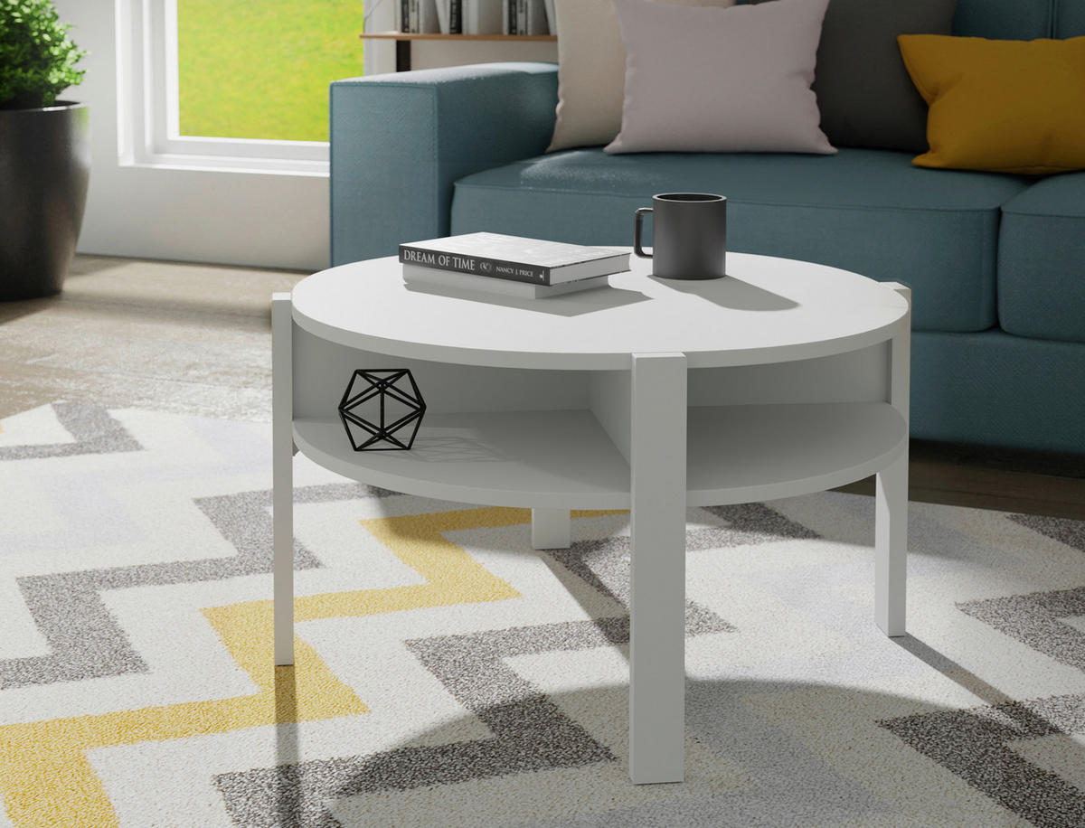 COUCHTISCH in Holzwerkstoff 74,4/74,4/45,5 cm  - Weiss, Romantik / Landhaus, Holzwerkstoff (74,4/74,4/45,5cm) - Ti'me