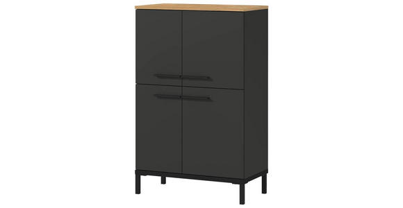 HIGHBOARD melaminharzbeschichtet  - Eichefarben/Graphitfarben, MODERN, Holzwerkstoff/Metall (60/97/34cm) - Xora