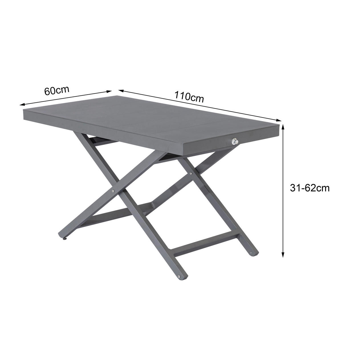 LOUNGETISCH Metall  - Anthrazit, MODERN, Kunststoff/Metall (110/62/60cm) - Gardenson