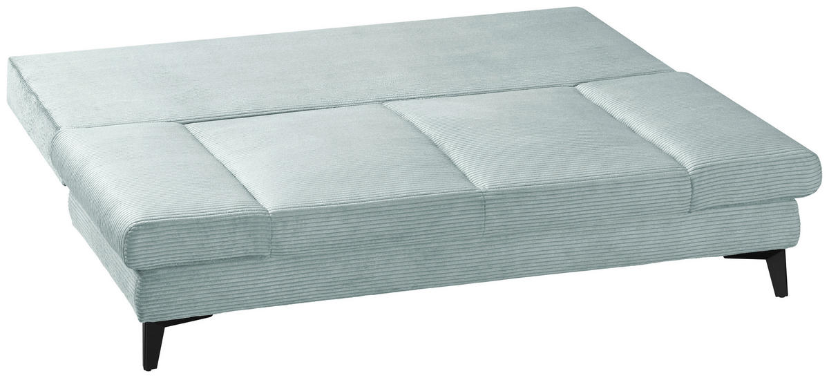 SCHLAFSOFA Cord Hellblau  inkl. Bettkasten, Schlaffunktion, Armteilverstellung  - Schwarz/Hellblau, Design, Textil/Metall (200/85/90cm) - Novel