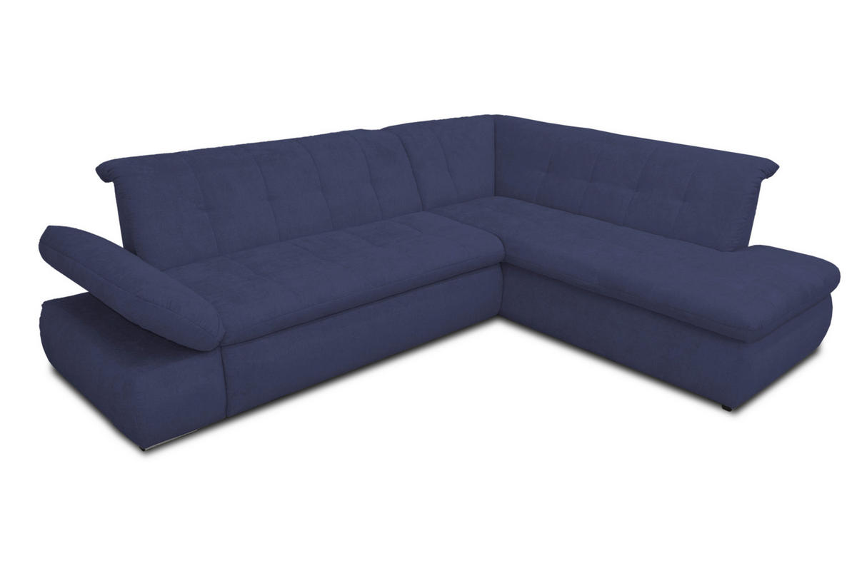 ECKSOFA in Mikrofaser Dunkelblau  273/216 cm  - Chromfarben/Dunkelblau, KONVENTIONELL, Textil/Metall (273/216cm) - MID.YOU