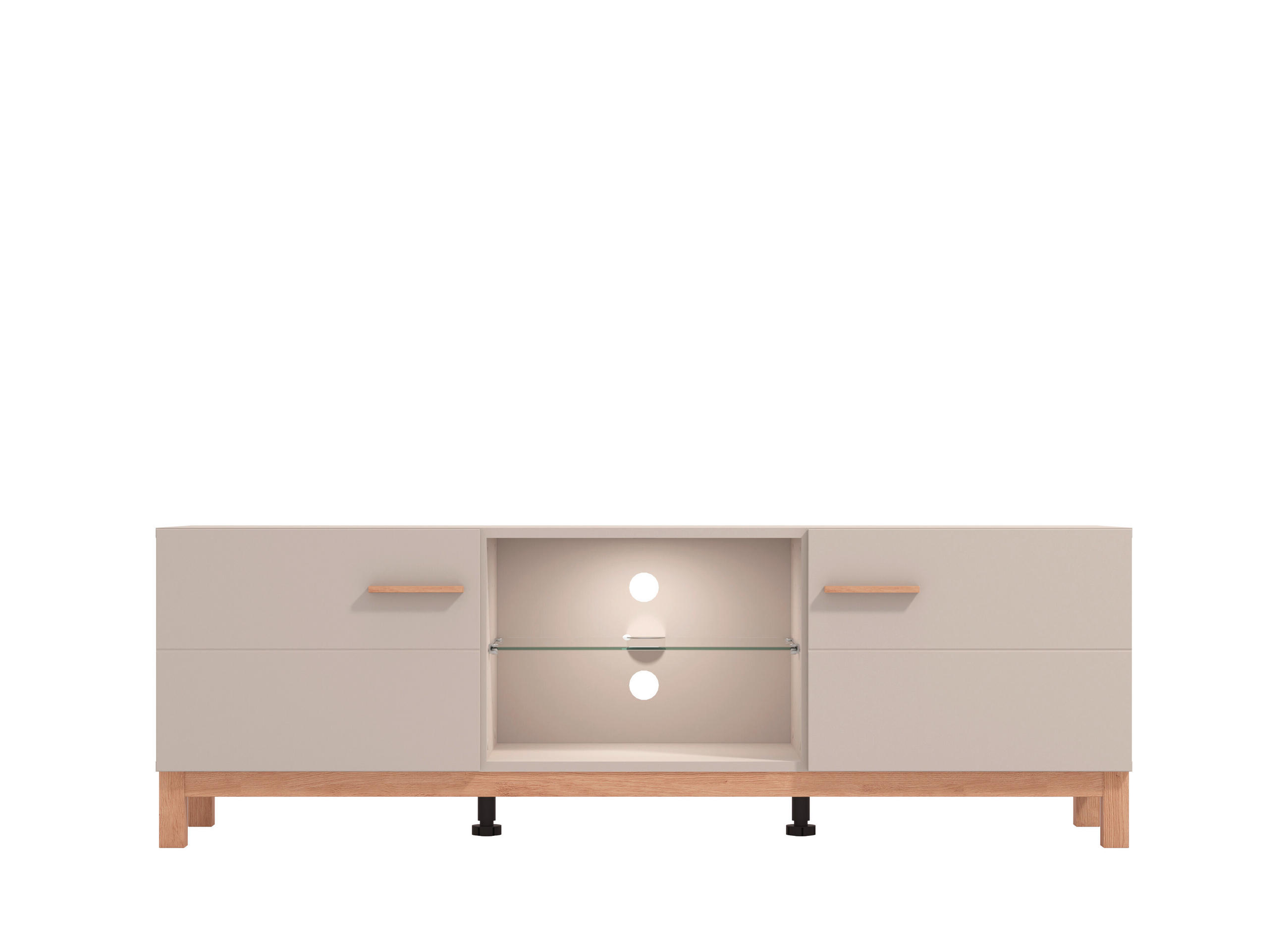 KOMODA POD TELEVIZI, kašmírová, dub artisan, 154/41,5/50,5 cm - kašmírová/dub artisan, Basics, kompozitní dřevo/sklo (154/41,5/50,5cm) - Hom`in