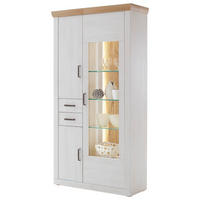 Vitrină, culoare lemn stejar, culoare coconar  - culoare coconar/culoare lemn stejar, Design, plastic/sticlă (106/205/40cm) - MID.YOU