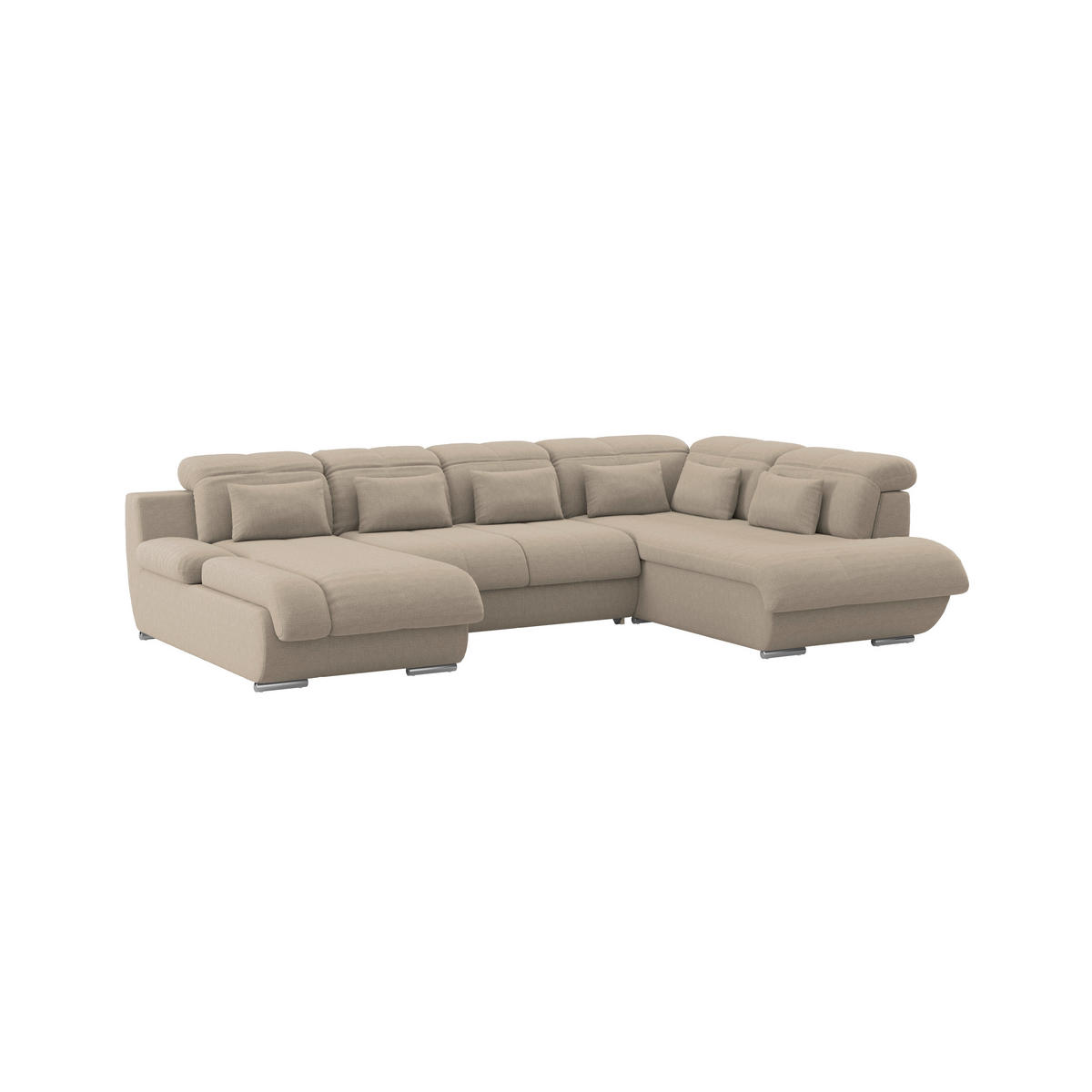 WOHNLANDSCHAFT MULTI Braun Chenille  - Chromfarben/Braun, MODERN, Textil/Metall (184/345/228cm) - Livetastic