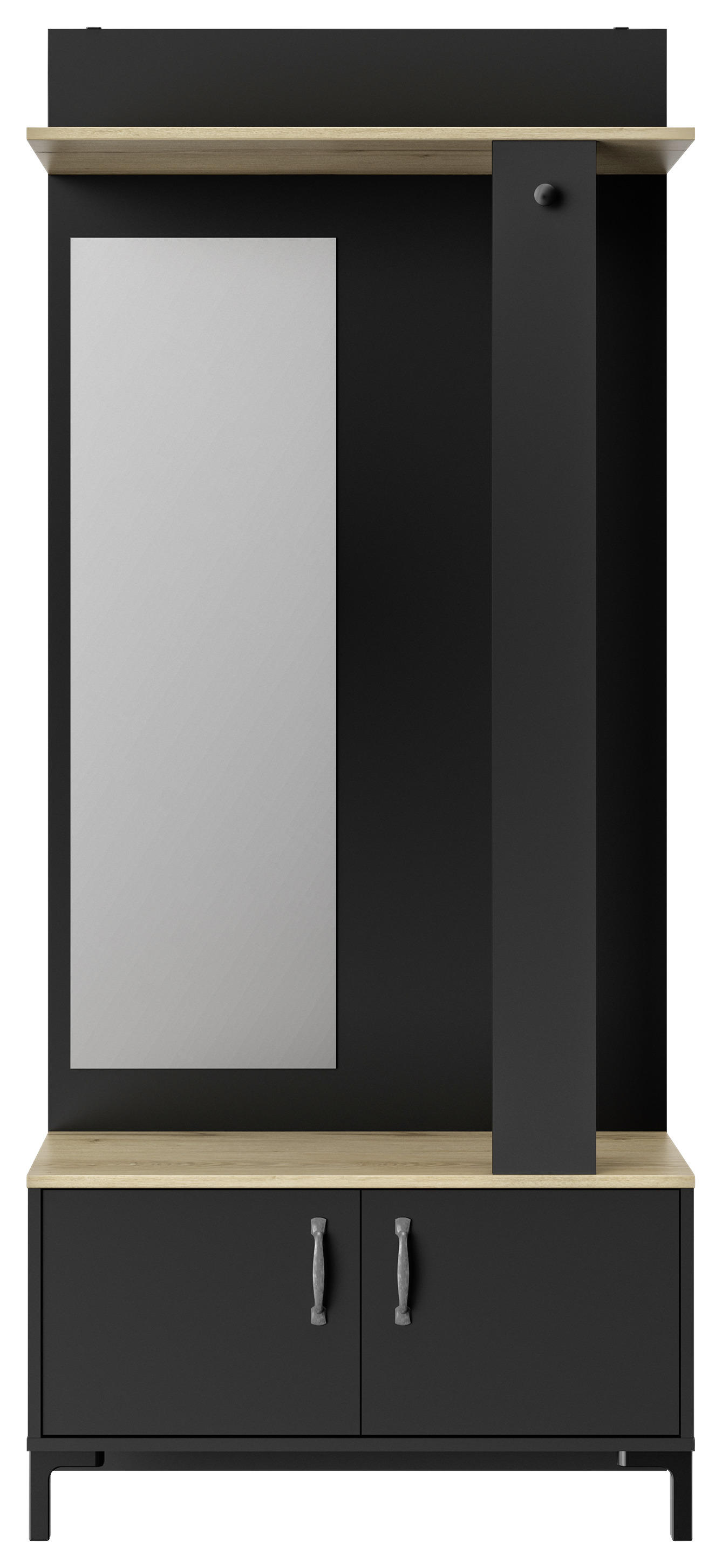 PREDSOBA črna, barve hrasta - črna/barve hrasta, Moderno, leseni material (81/190/37cm) - MID.YOU