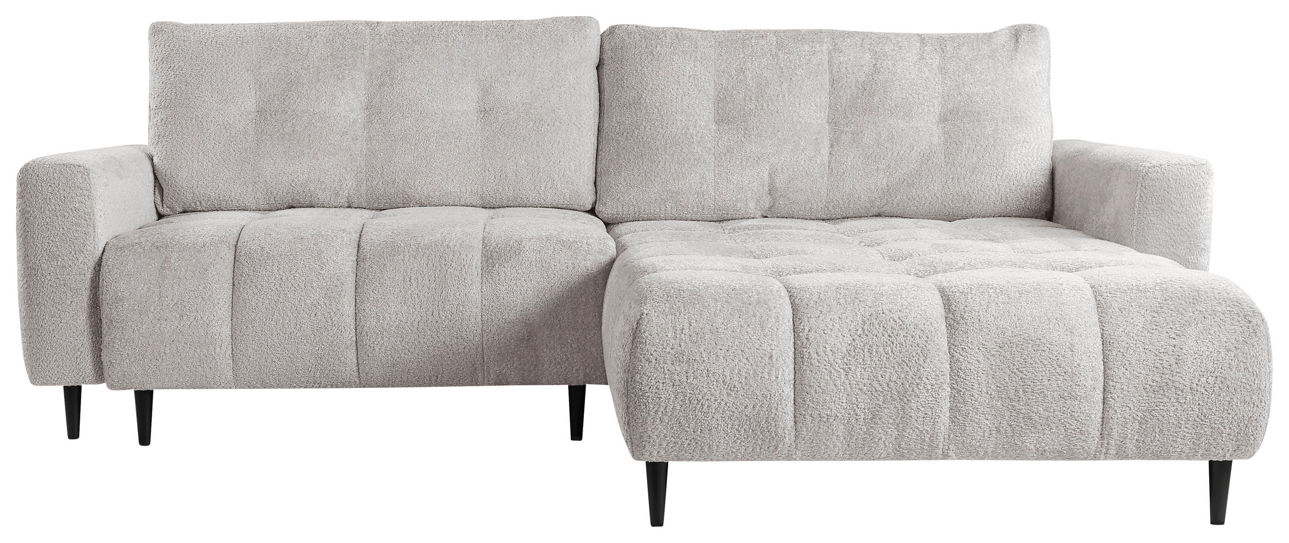 ECKSOFA in Chenille Ecru  - Ecru/Schwarz, Konventionell, Holz/Textil (266/180cm) - MID.YOU