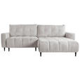 ECKSOFA Ecru Chenille  inkl. Rückenkissen, Bettkasten, Schlaffunktion, Rücken echt, Liegefläche im Originalstoff  - Ecru/Schwarz, KONVENTIONELL, Holz/Textil (266/180cm) - Carryhome