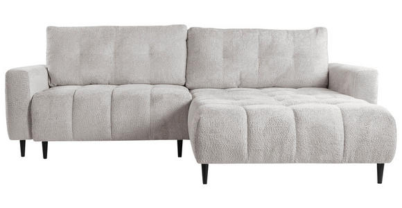ECKSOFA Ecru Chenille  inkl. Rückenkissen, Bettkasten, Schlaffunktion, Rücken echt, Liegefläche im Originalstoff  - Ecru/Schwarz, KONVENTIONELL, Holz/Textil (266/180cm) - Carryhome