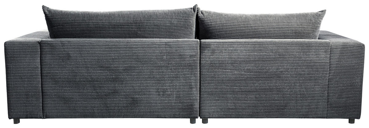 ECKSOFA FUNNY S Dunkelgrau Cord, Velours Zierkissen, Rückenkissen, Hocker  - Dunkelgrau/Schwarz, Basics, Kunststoff/Textil (265/180cm) - Livetastic