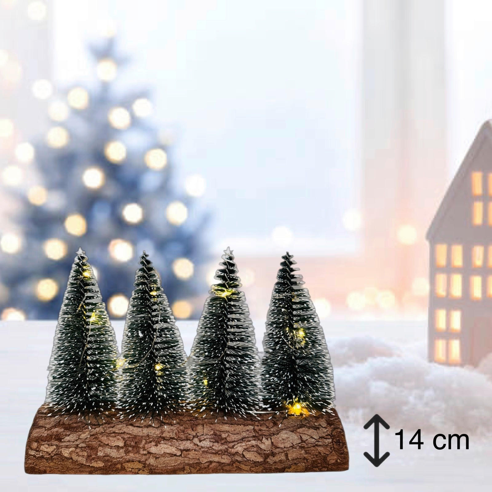 DEKOBAUM  - Dunkelgrün/Braun, Basics, Holzwerkstoff/Kunststoff (21/15/8cm) - X-Mas