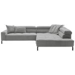 ECKSOFA in Feincord Grau  311/219 cm  - Schwarz/Grau, KONVENTIONELL, Textil/Metall (311/219cm) - Hom`in
