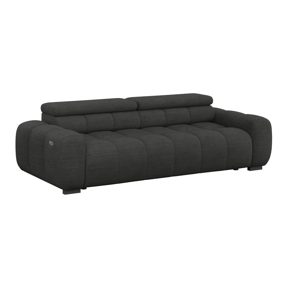 BIGSOFA inkl. mot. Funktion Webstoff Schwarz  - Schwarz, Design, Kunststoff/Textil (248/77-97/108cm) - Welnova