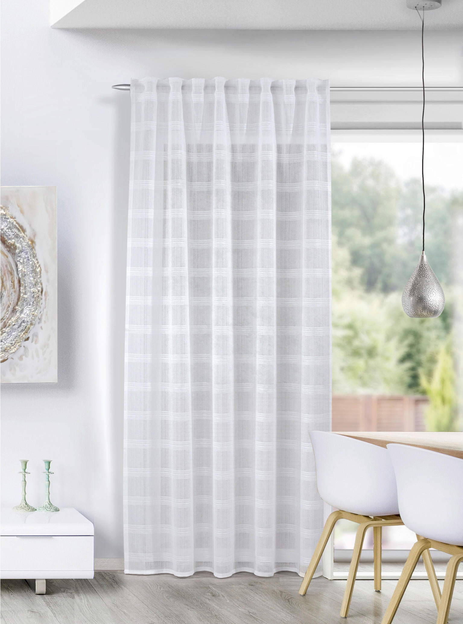 FERTIGVORHANG halbtransparent  - Weiß, Basics, Textil (135/245cm)