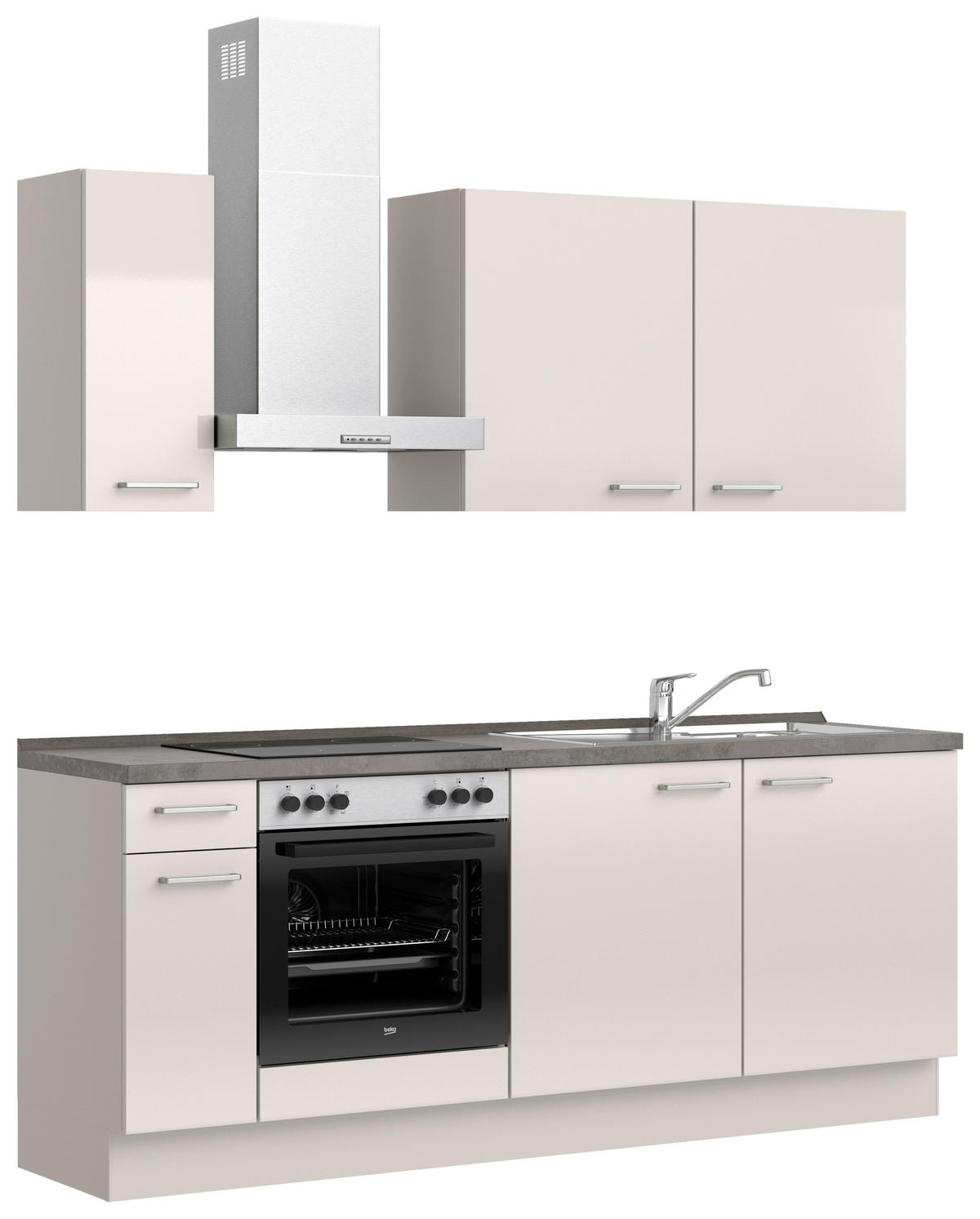 KÜCHENLEERBLOCK Flash 210 cm  in Schieferfarben, Hellgrau  - Schieferfarben/Edelstahlfarben, MODERN, Holzwerkstoff/Metall (210cm) - Nobilia
