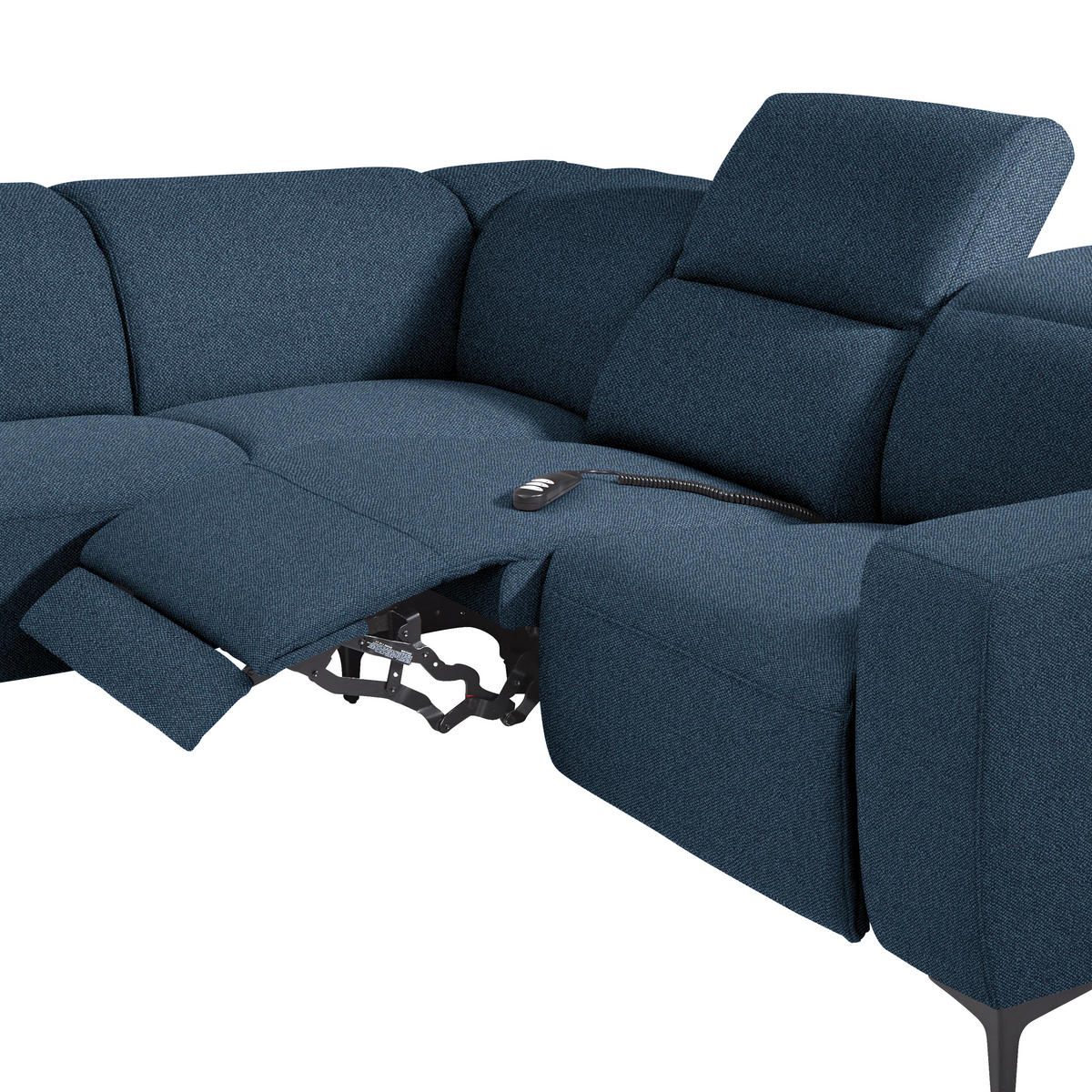ECKSOFA Dunkelblau Flachgewebe  - Schwarz/Dunkelblau, Design, Textil/Metall (238/290cm) - Pure Home Lifestyle