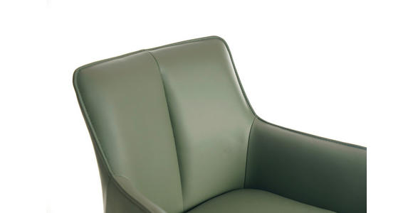 BARHOCKER Echtleder Grün, Schwarz Eisen Lederauswahl, Sitzfläche 360° drehbar, automatische Rückholfunktion - Schwarz/Grün, Design, Leder/Metall (54/92-112/55cm) - Novel