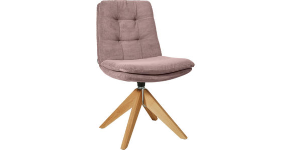 STUHL  Stoffauswahl, Sitzfläche 360° drehbar, Gestellauswahl Cord  - Eichefarben/Altrosa, Design, Holz/Textil (50/90/69cm) - Johann Jakob