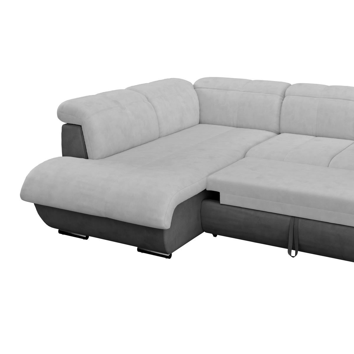 WOHNLANDSCHAFT Grau, Hellgrau, Dunkelgrau Mikrofaser  - Chromfarben/Dunkelgrau, MODERN, Textil/Metall (228/345/184cm) - MID.YOU