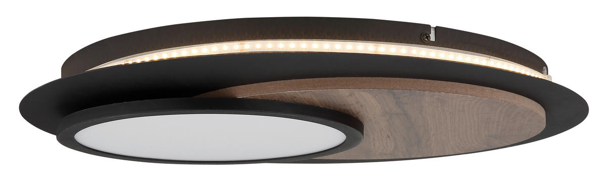 LED-DECKENLEUCHTE  48/5,6 cm    - Weiss/Dunkelbraun, Natur, Holzwerkstoff/Kunststoff (48/5,6cm) - Globo