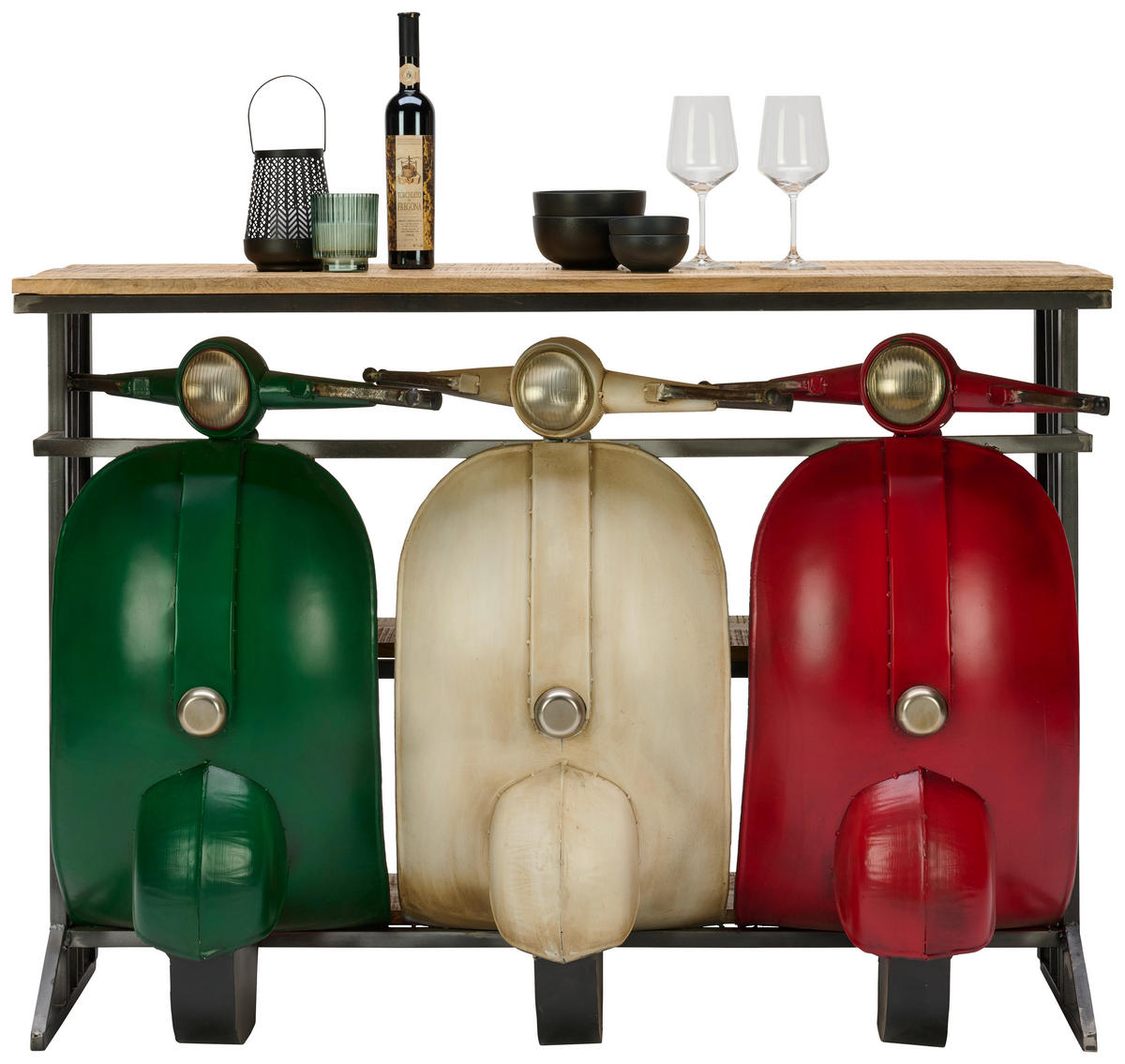 BAR antracit, zelena, rdeča, bela  - rdeča/zelena, Trendi, kovina/les (137/52/100cm) - Ambia Home