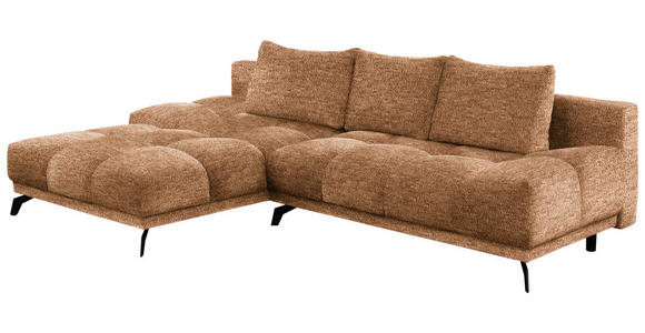 ECKSOFA Goldfarben Chenille  - Goldfarben/Schwarz, MODERN, Textil/Metall (182/290cm) - Hom`in