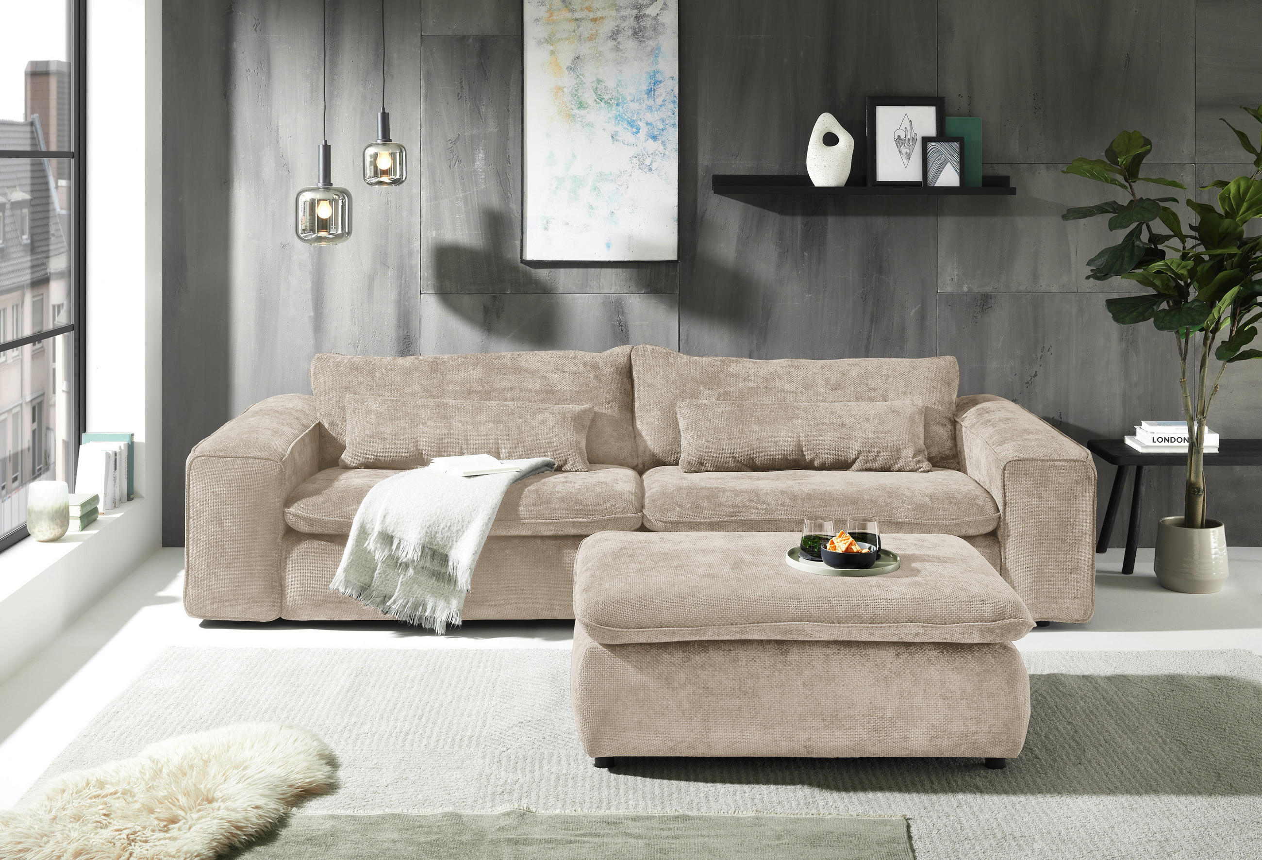 Livetastic Hocker Venice Greige 120x47x88 cm