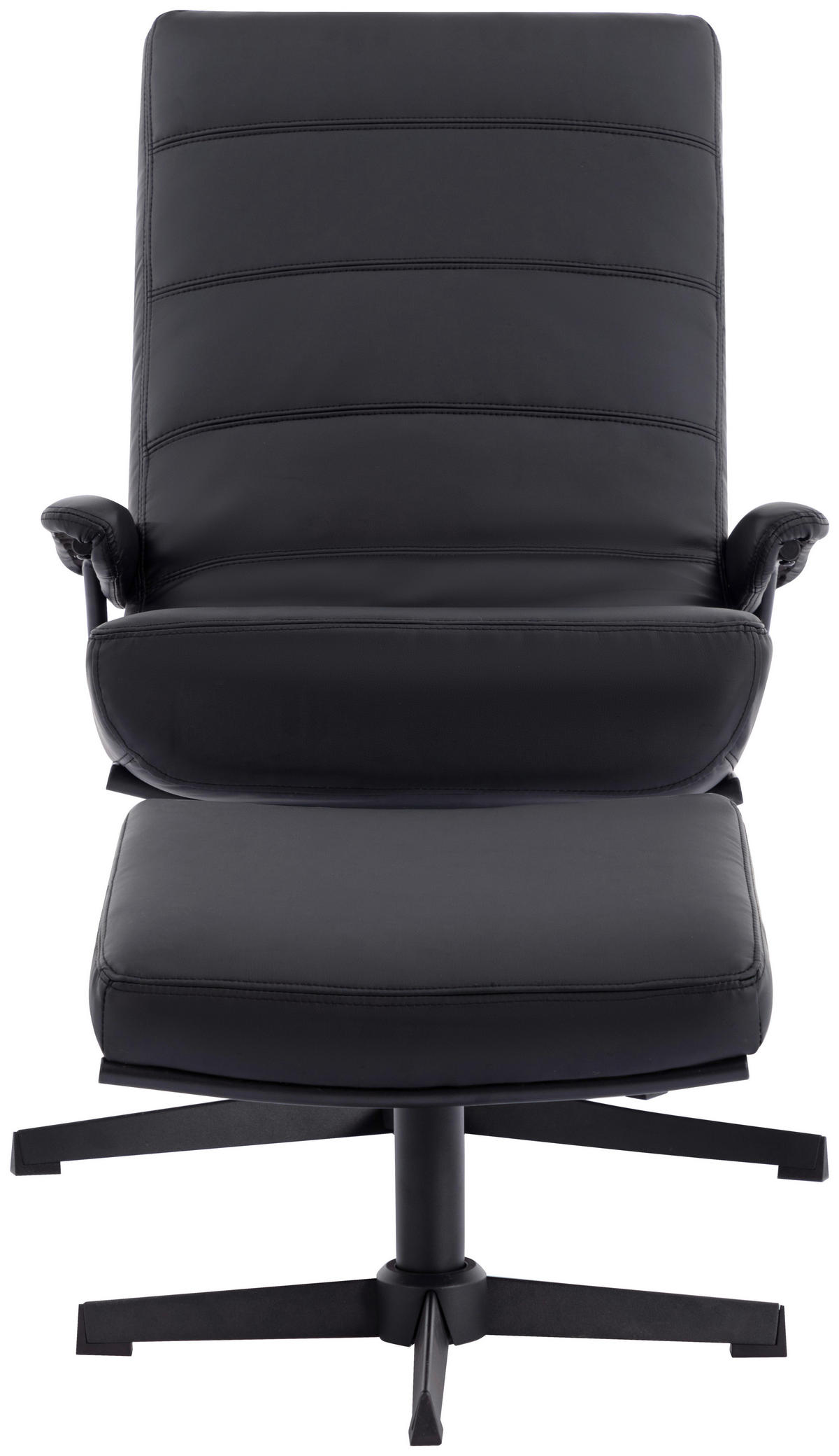RELAXSESSELSET Lederlook    - Schwarz, Design, Textil/Metall (68/101/85cm) - Livetastic