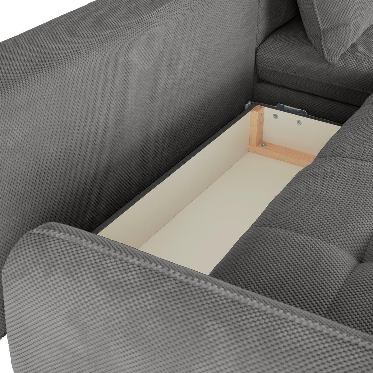 ECKSOFA WAVE Grau Struktur  - Beige/Schwarz, MODERN, Textil/Metall (266/189cm) - MID.YOU