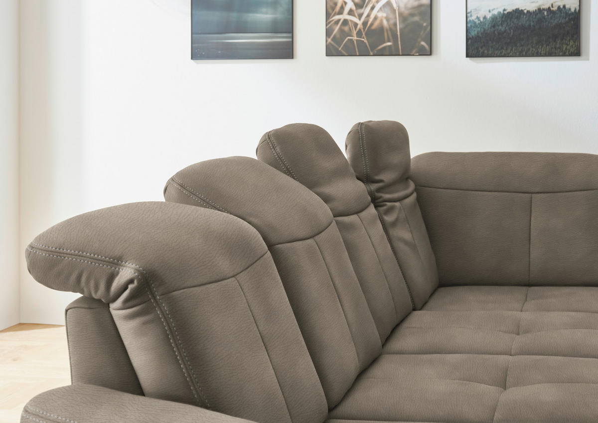 WOHNLANDSCHAFT in Mikrofaser Naturfarben  - Wildeiche/Beige, Konventionell, Holz/Textil (185/343/243cm) - Voleo
