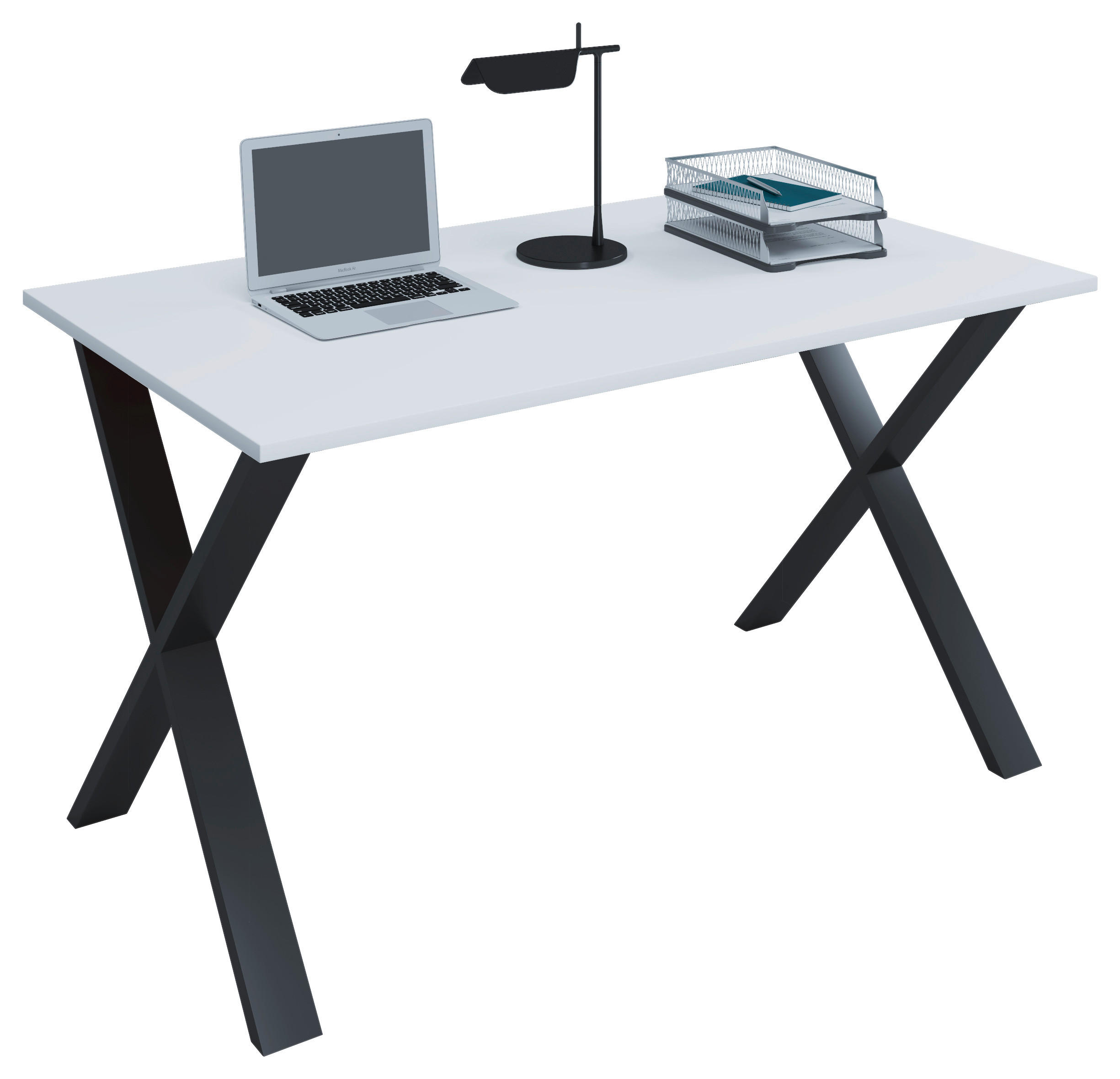 SKRIVBORD 140/80/76 cm  i svart, vit  - vit/svart, Modern, metall/trämaterial (140/80/76cm) - MID.YOU